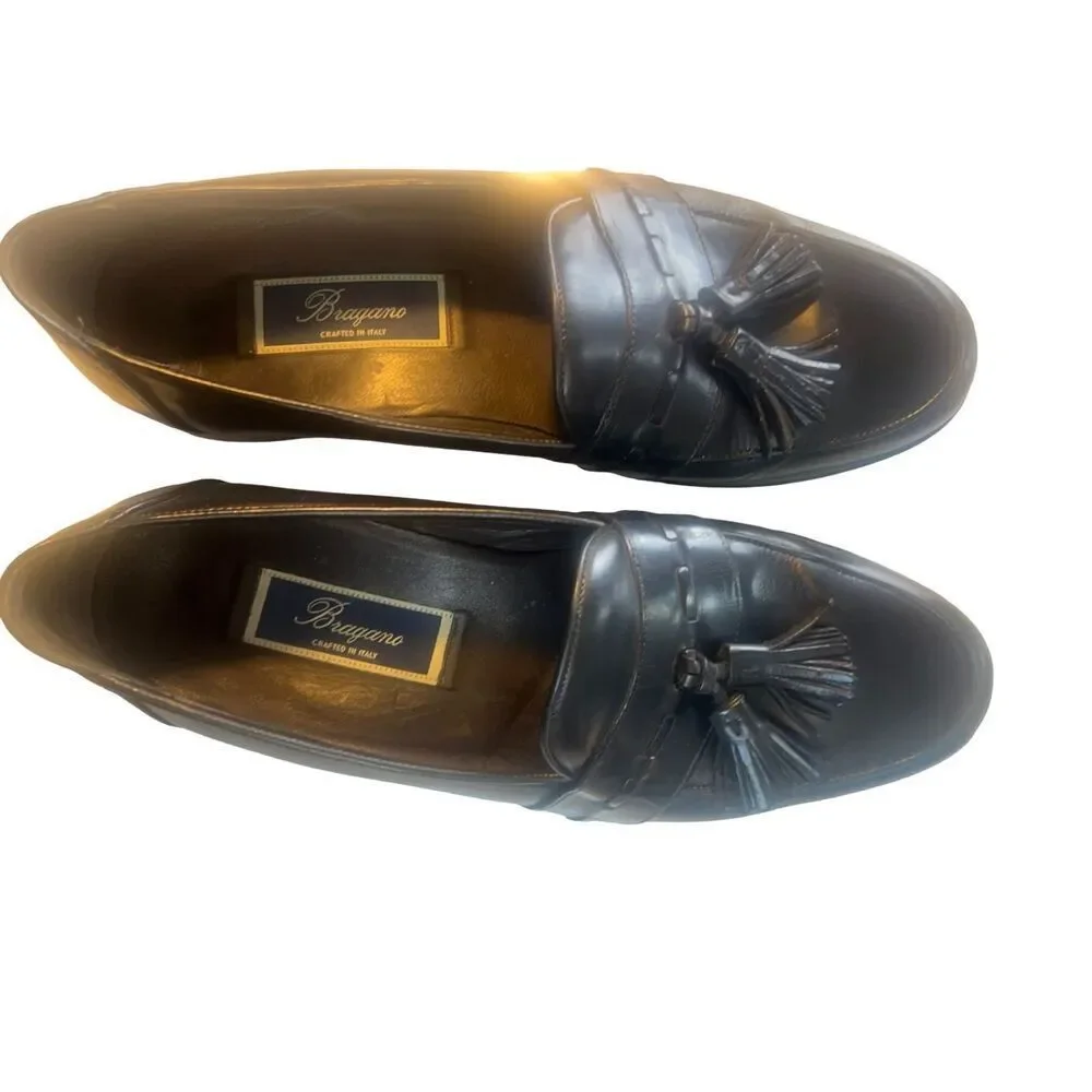 Bragano By Cole Haan Men's Black Leather Moc Toe Tassel Loafer size 10M